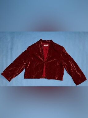 Emanuel Ungaro Crushed Red/Orange Velvet Feel Jacket Size 12 Silk-Blend